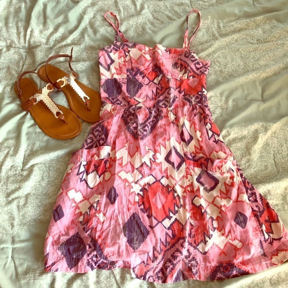 Pink/purple tribal print dress American Eagle-